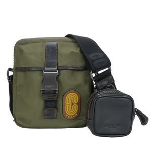 Coach Shoulder Bag Max Crossbody C9836 Nylon Leather Khaki Black Yellow Brown